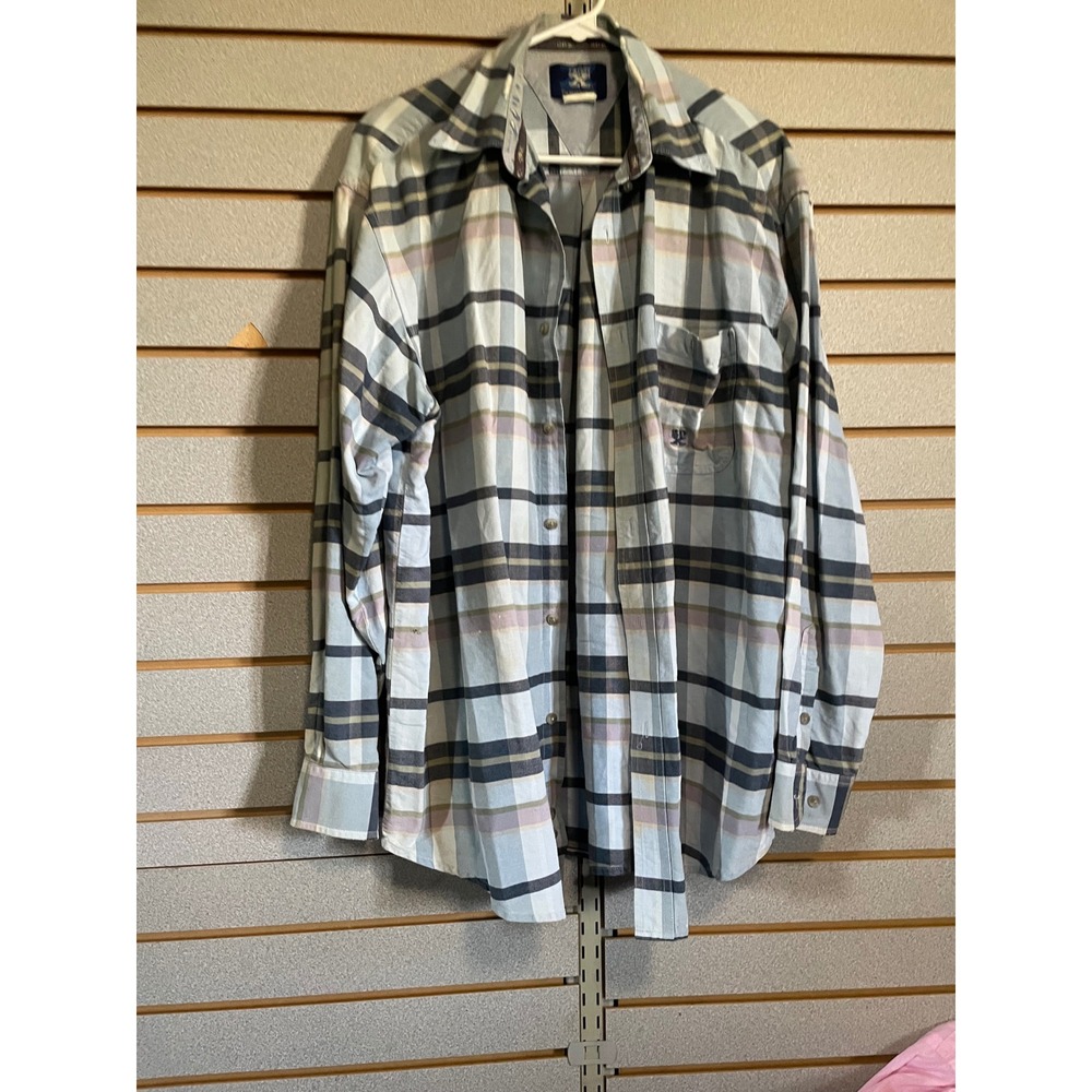 Mens Plaid Button Down Long Sleeve Shirt Casual Work‎ L